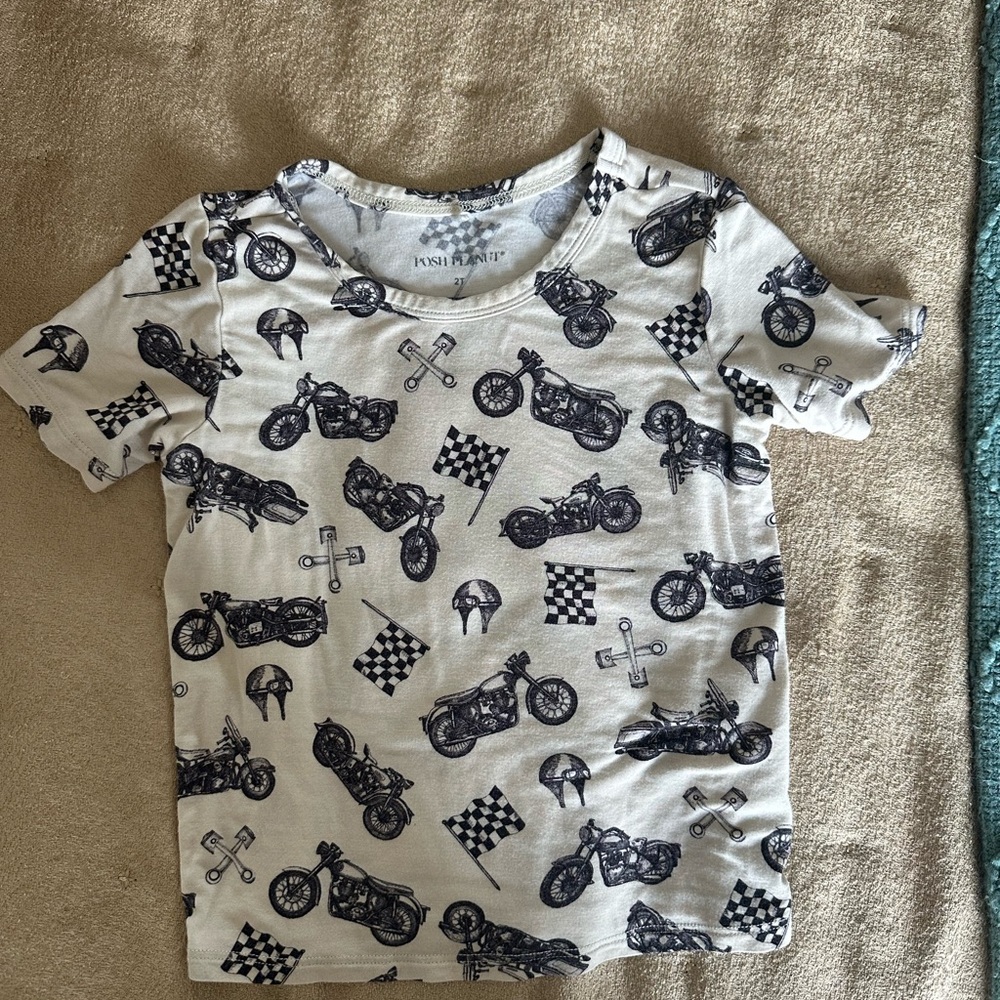 Posh Peanut Cream and Black Motorcycle Tee